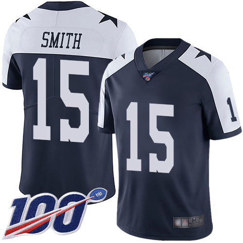 Men Dallas Cowboys Limited Navy Blue Devin Smith Alternate 15 100th Season Vapor Untouchable Throwback NFL Jersey